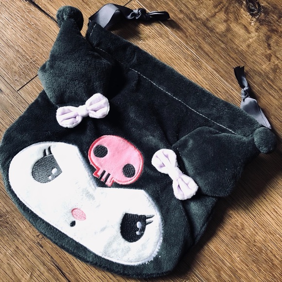 Sanrio Handbags - KUROMI-NWOT Soft Dark Gray Drawstring Pouch